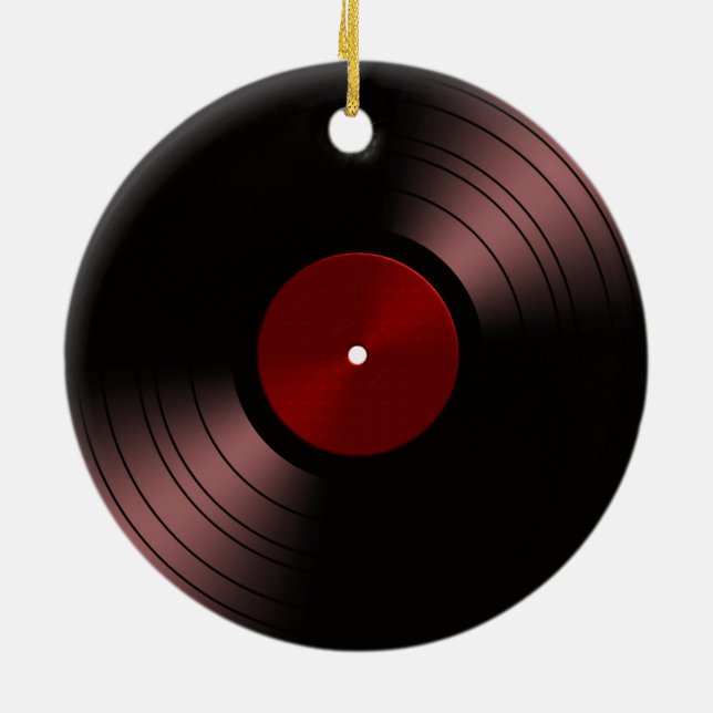 Vinylrekordalbum - Retro 70er 45 Disc Keramik Ornament (Hinten)