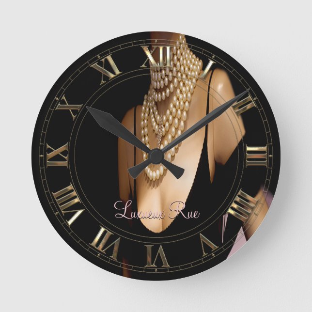 Vinzizzle Pearl Raffiniertes Elegance Runde Wanduhr (Vorderseite)