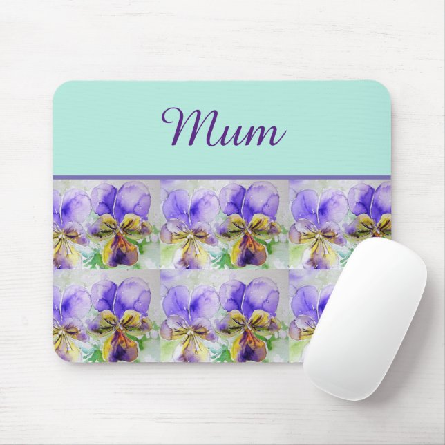 Viola Blume Aqua Strip Mousepad (Mit Mouse)