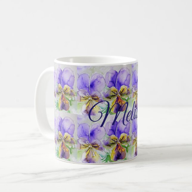 Viola Blume Floral Liebe Ladys Tasse (Vorderseite Links)
