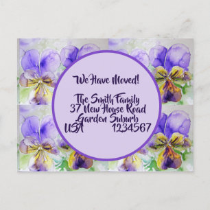 Viola Blume neue Adresse Postkarte, wir bewegen un Postkarte