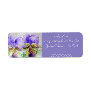 Viola Blume Wasserfarbene Rücksendeadressen-Aufkle