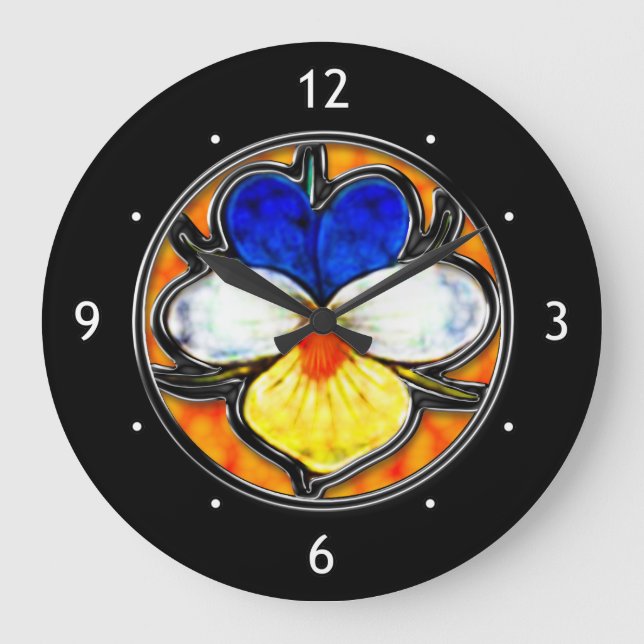 Viola-Buntglas-Einfügung Große Wanduhr (Vorderseite)