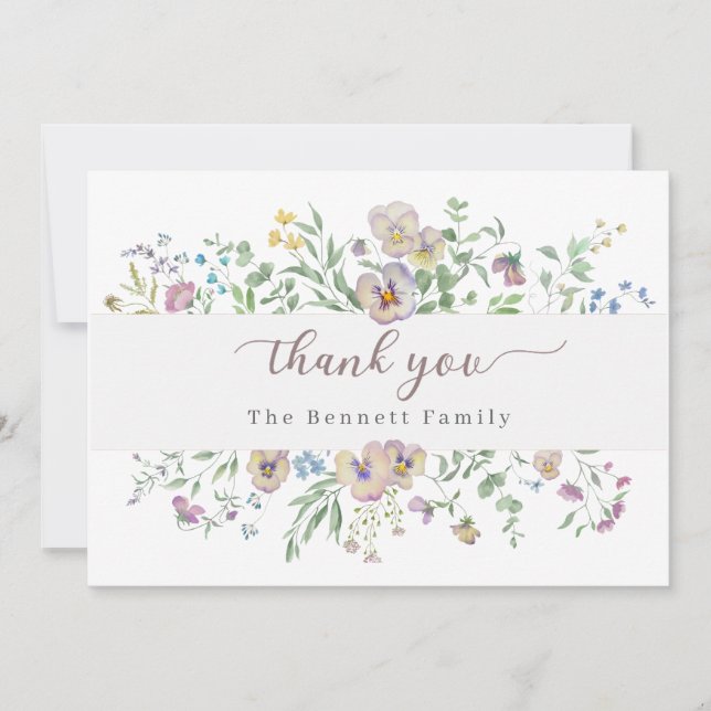 Viola & Eucalypt Floral Thank you Card Einladung (Vorderseite)