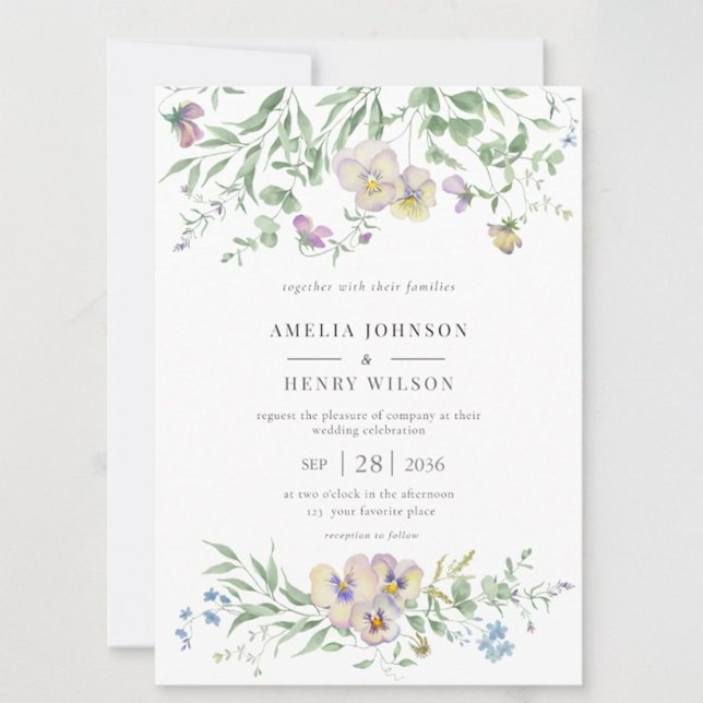  Viola eucalypt Floral Wedding Invitation Einladung (Von Creator hochgeladen)