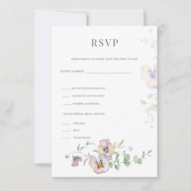 Viola & Eucalyptus Floral Wedding RSVP  Card (Von Creator hochgeladen)