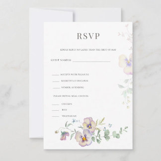 Viola & Eucalyptus Floral Wedding RSVP Card Karte