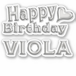 Viola Happy Birthday silver Aufkleber Sticker