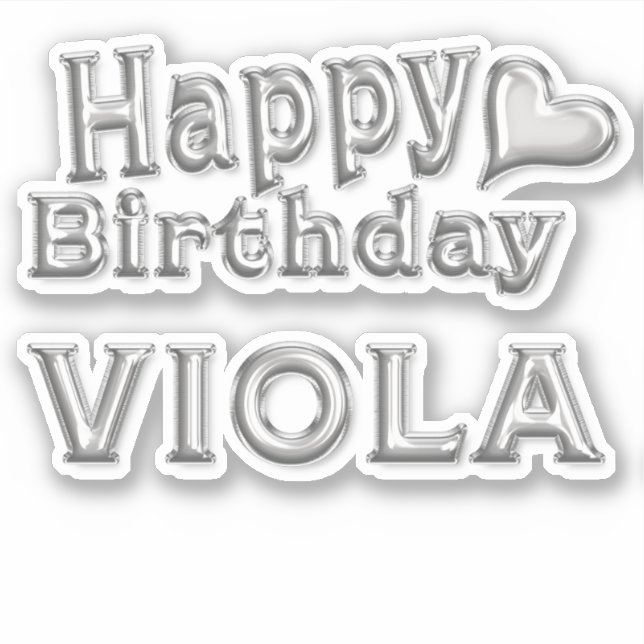 Viola Happy Birthday silver Aufkleber Sticker (Vorderseite)