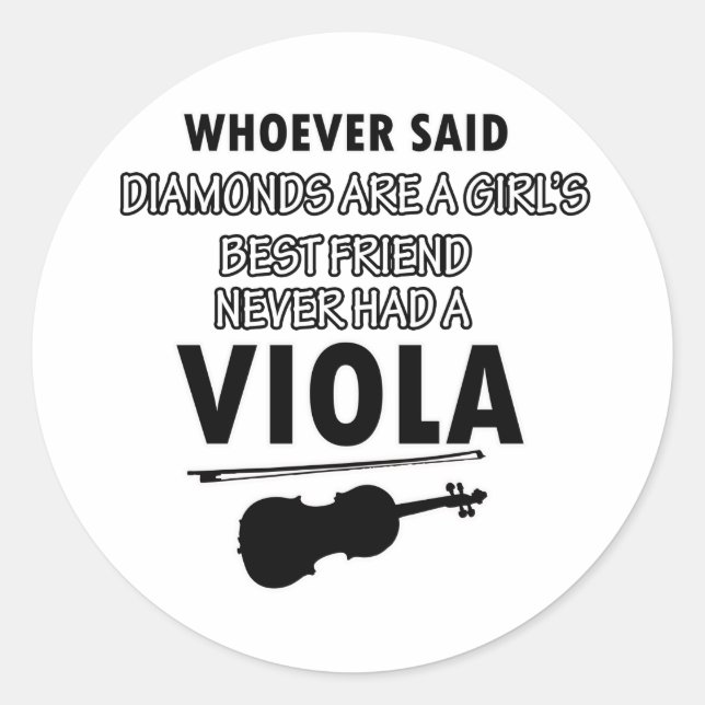 Viola-Musikentwürfe Runder Aufkleber (Vorderseite)