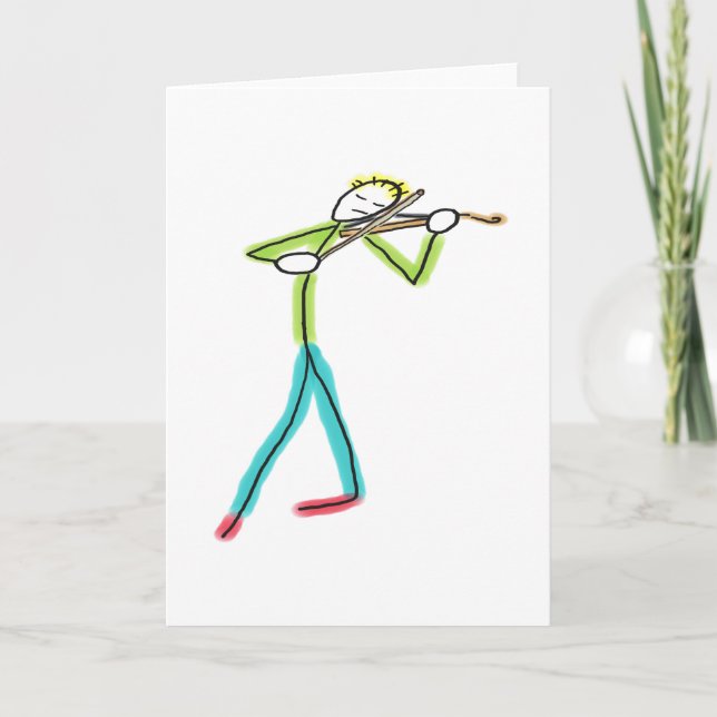 Viola Playing Stickman Karte (Vorderseite)