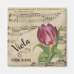 Viola Tulip Vintage Noten - individuell angepasst Magnet