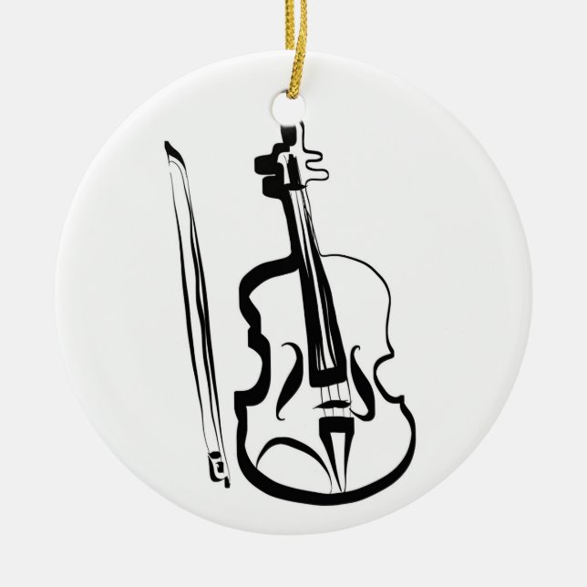 Viola und Bow von Leslie Harlow Keramik Ornament (Vorne)