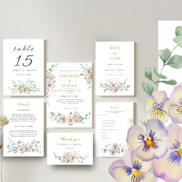 Viola- und Eukalyptus-Blumenhochzeitseinladung Einladung