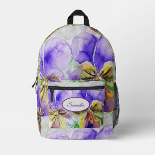 Viola Violas Lila Watercolor Girls Backpack Bedruckter Rucksack