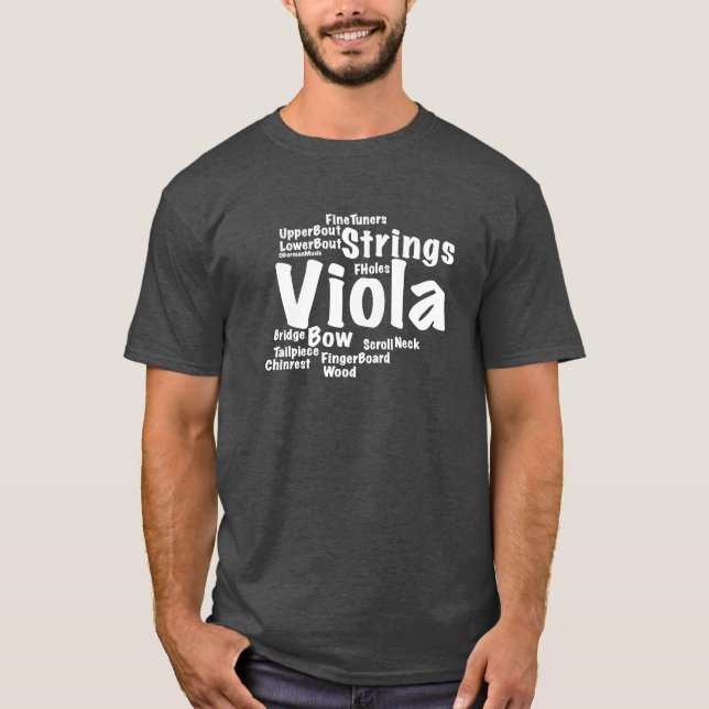 Viola Word Cloud White Text T-Shirt (Vorderseite)