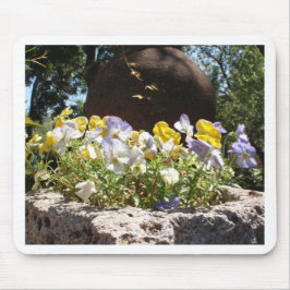 Violas in einem Steintrog. Mousepad