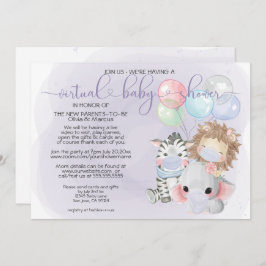 Violet 3 Niedliche Tiere in Masken Virtual Baby Du Einladung