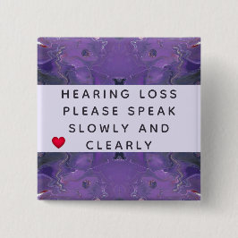 Violet Abstract Heart Hearing Loss 2 Inch Button