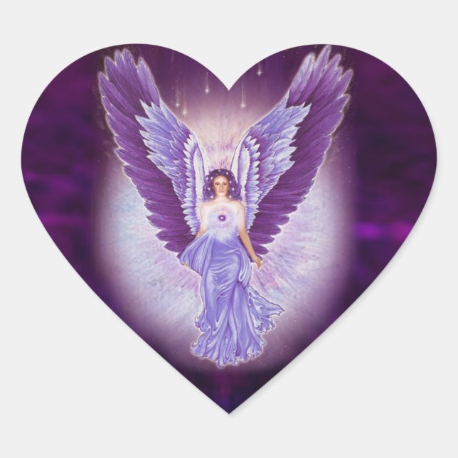 Violet Amethyst Angel Heart Stickers (Vorderseite)