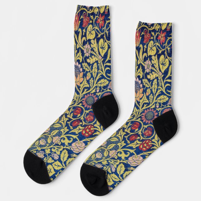 Violet and Columbine, William Morris Socken (Linkes Detail)