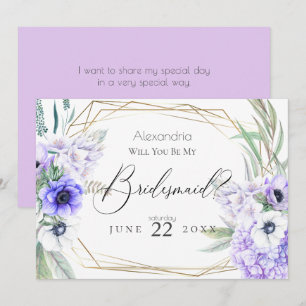 Violet Anemone Blume werden Sie meine Bridesmaid s Einladung
