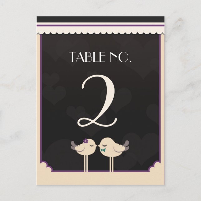 Violet Aquamarin Love Birds Tischnummer Card (Vorderseite)