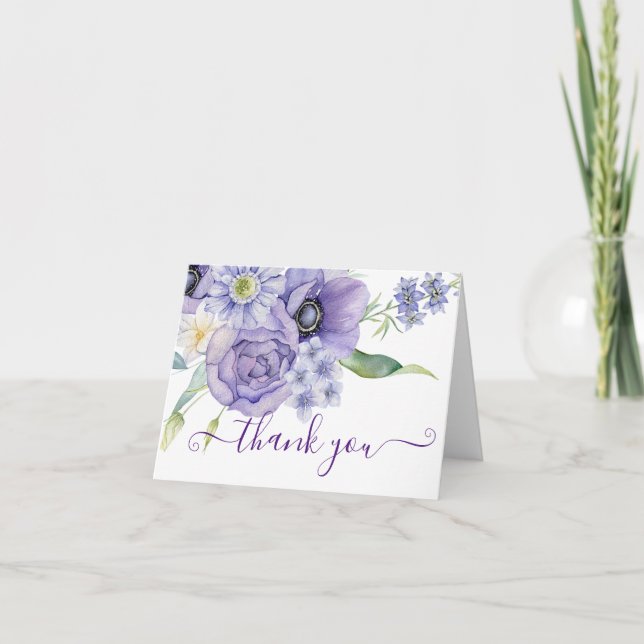 Violet Aquarell floral danke Karte (Vorderseite)