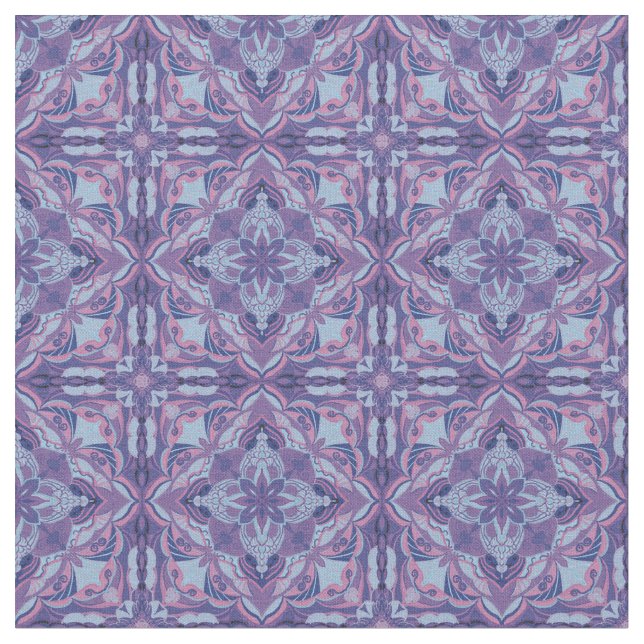 Violet Azulejo Spanish Tile Stoff (Nahaufnahme)
