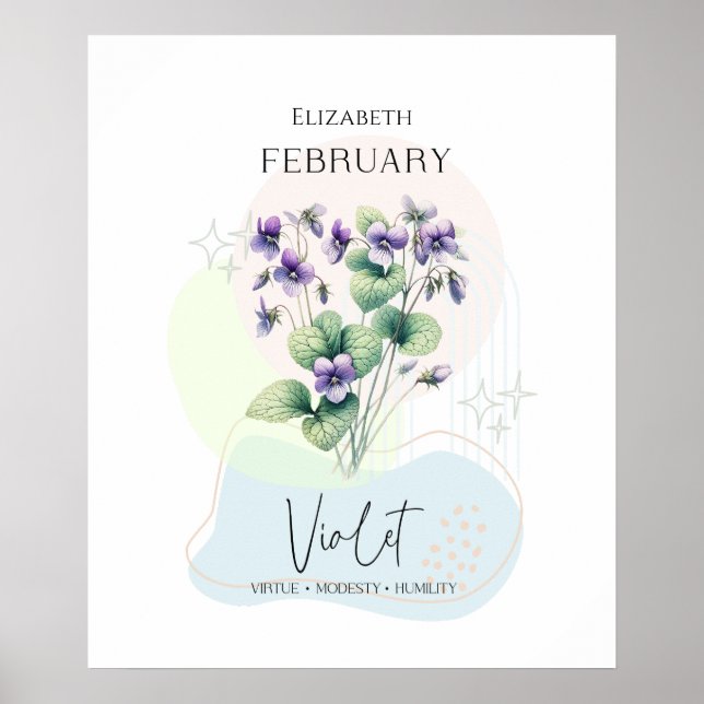 Violet Birth Blume für Februar Poster (Vorne)