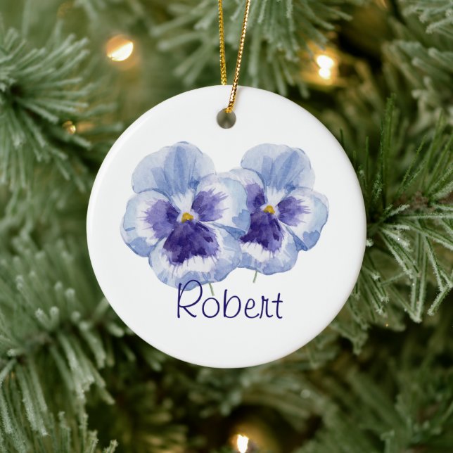 Violet Birth Month Flower FEBRUARY Name & Year Keramik Ornament (Baum)
