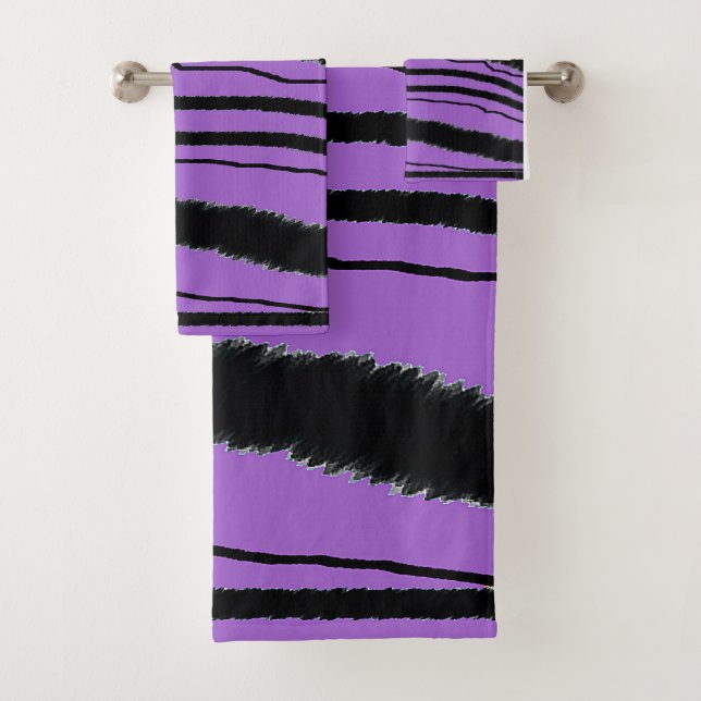 Violet Black Animal Print Geschenk Badhandtuch Set (Insitu)