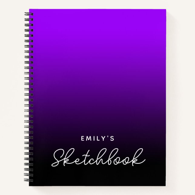 Violet Black Ombre Personalisiert Sketchbook Notizbuch (Vorderseite)