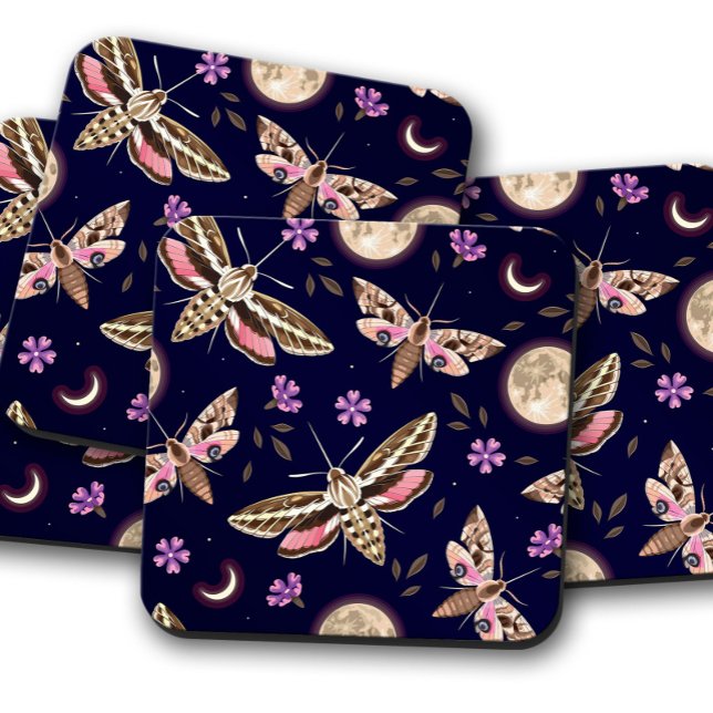 Violet Bloom Moth | Botanische Insektenkork-Unters Getränkeuntersetzer (Von Creator hochgeladen)