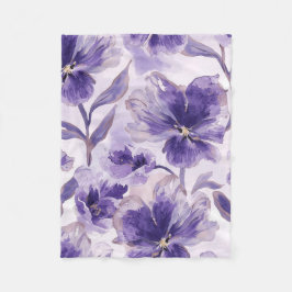 Violet Blooms Watercolor Purple Flowers Painted Fleecedecke