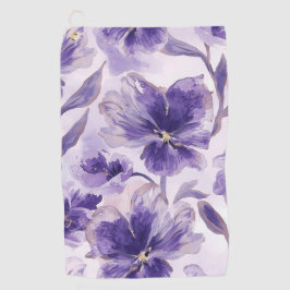 Violet Blooms Watercolor Purple Flowers Painted Golfhandtuch