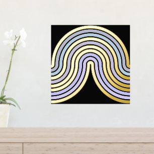 Violet Blue Abstrakt Wave Lines Art Muster Gold Foliendrucke