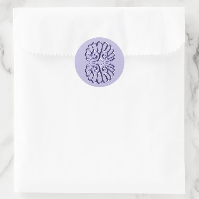 Violet Blue Damask Wedding Runder Aufkleber (Tasche)