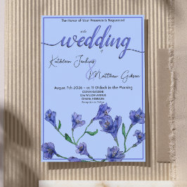 Violet Blue Floral Watercolor Hochzeit Einladung
