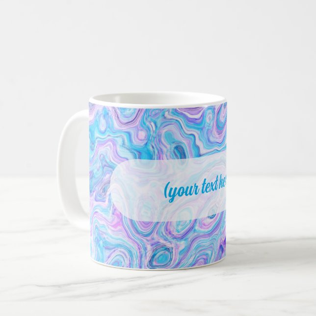 Violet Blue Marble Texture Abstract Liquid Paint Kaffeetasse (Vorderseite Links)