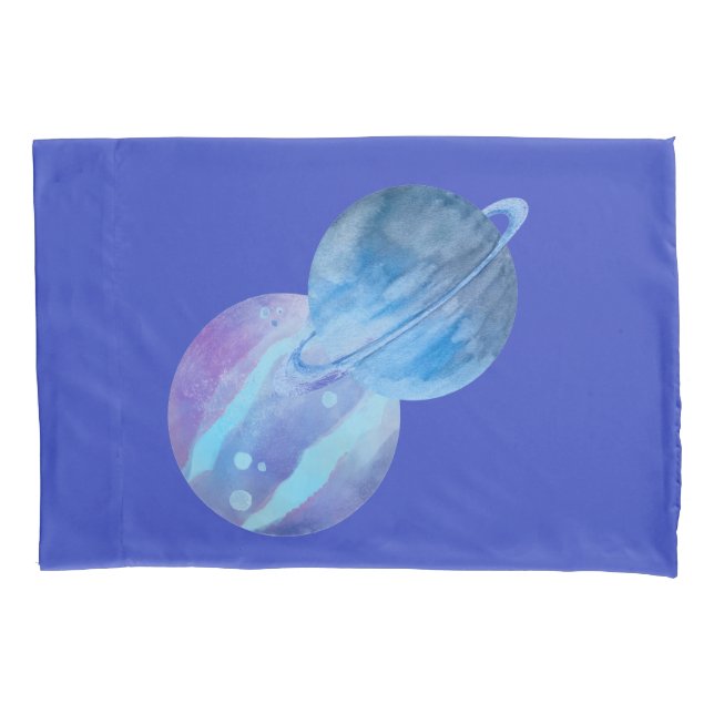 Violet Blue Planets Single Standard Pillowcase Kissenbezug (Vorderseite)