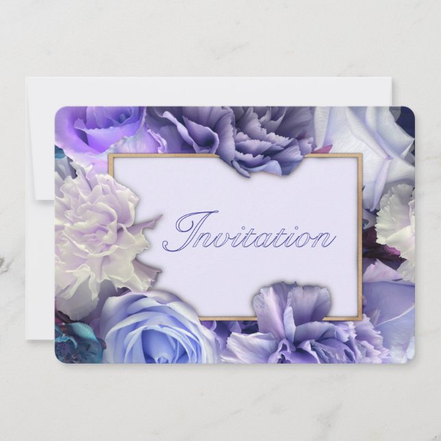 Violet Blue Rose Birthday Party Invitation Einladung (Vorderseite)