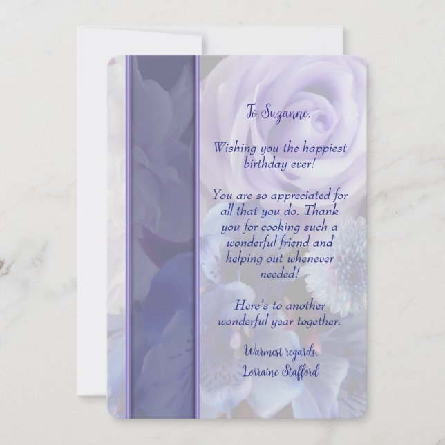 Violet Blue Rose Floral Birthday Card Einladung (Vorderseite)