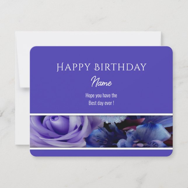 Violet Blue Rose Happy Birthday Greeting Card (Vorderseite)