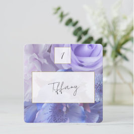 Violet Blue Rose Place Setting Card Mitteilungskarte