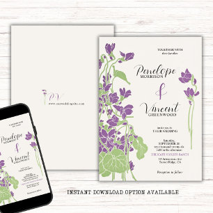 Violet Blume Letterpress Style Wedding Einladung