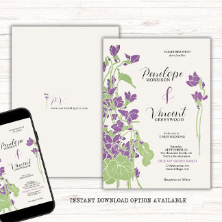 Violet Blume Letterpress Style Wedding Einladung