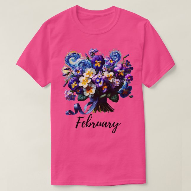 Violet Blume Shirt Februar Geburtsmonat Vintag W (Design vorne)