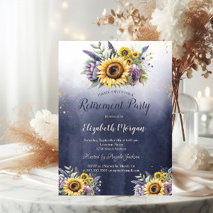 Violet Blume Sunflowers Ombre Blue Retirement Einladung