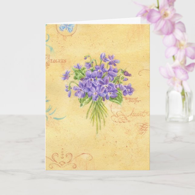 Violet Bouquet Blank Note Card Karte (Orchidee)